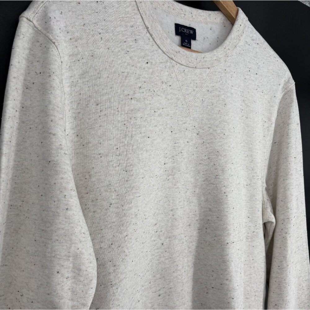 J.Crew Mens Marled Fleece Crewneck Sweatshirt S Cream Multi Preppy Old Money - Picture 3 of 8